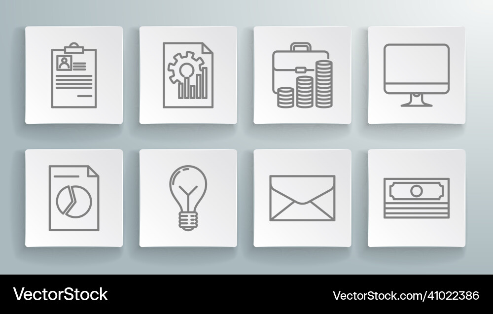 Set line document with graph chart light bulb Set line document with graph chart light bulb vector image