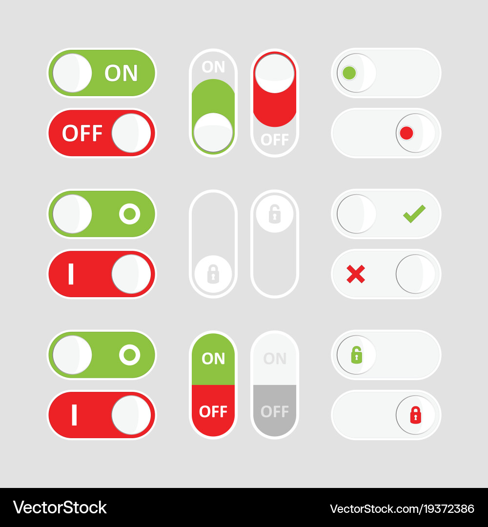 Set of colorful toggle switch icons flat icon vector image