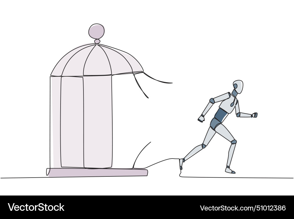 Single continuous line drawing smart robot Single continuous line drawing smart robot Vector Image