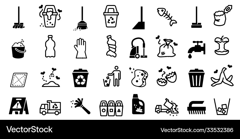 Trashwastegarbage icon set symbols Vector Image