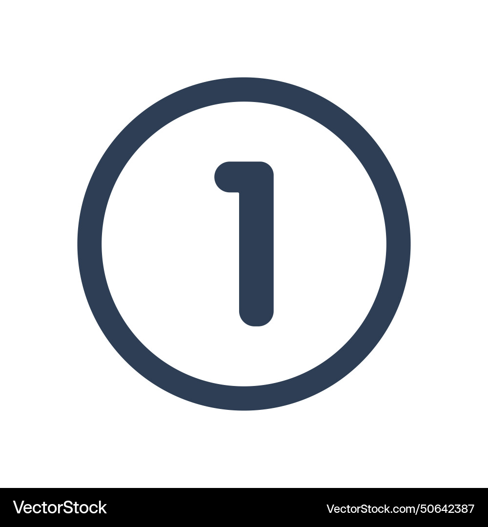 1 icon numeric number inside circle two vector image