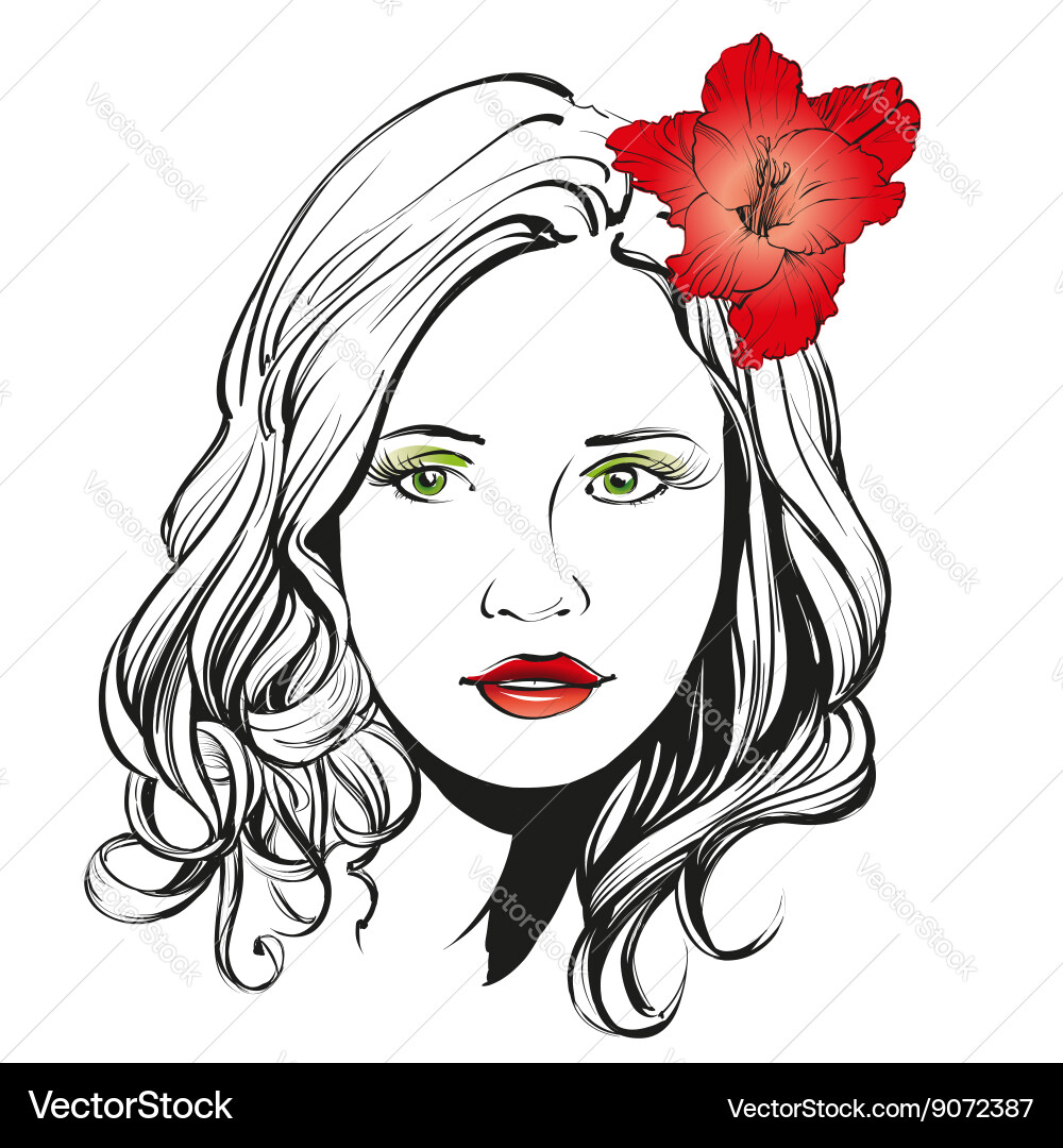 Beautiful woman face hand drawn Vector Image