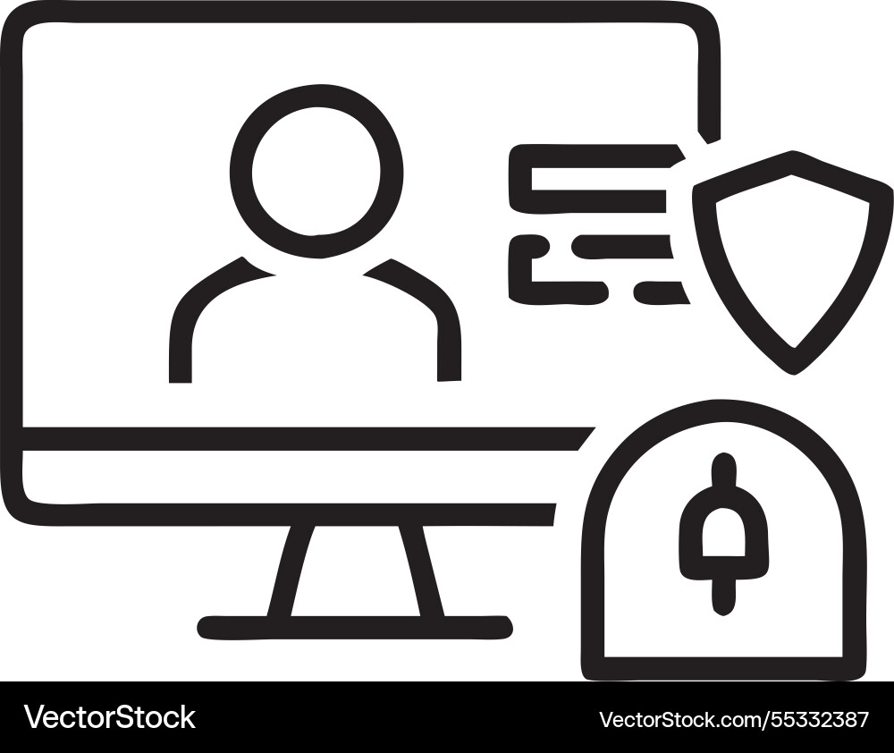 Business user on computer selecting security icon Business user on computer selecting security icon vector image