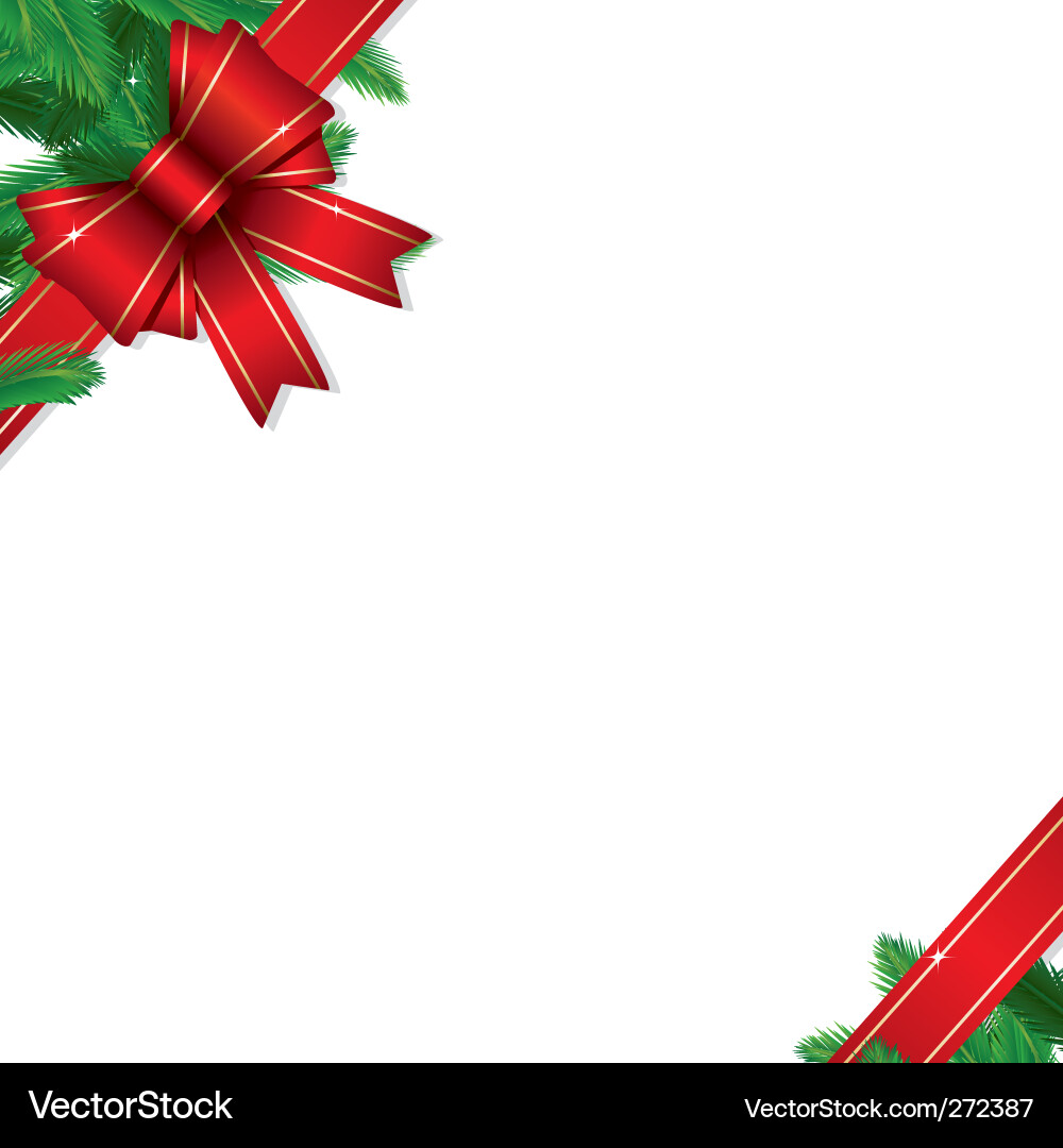 Christmas Ribbon Border with Pine vector image