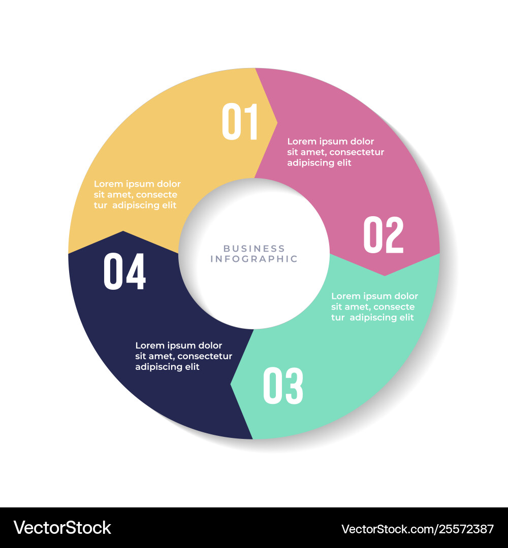 Circular Chart with Arrows - Progress Steps Vector Image