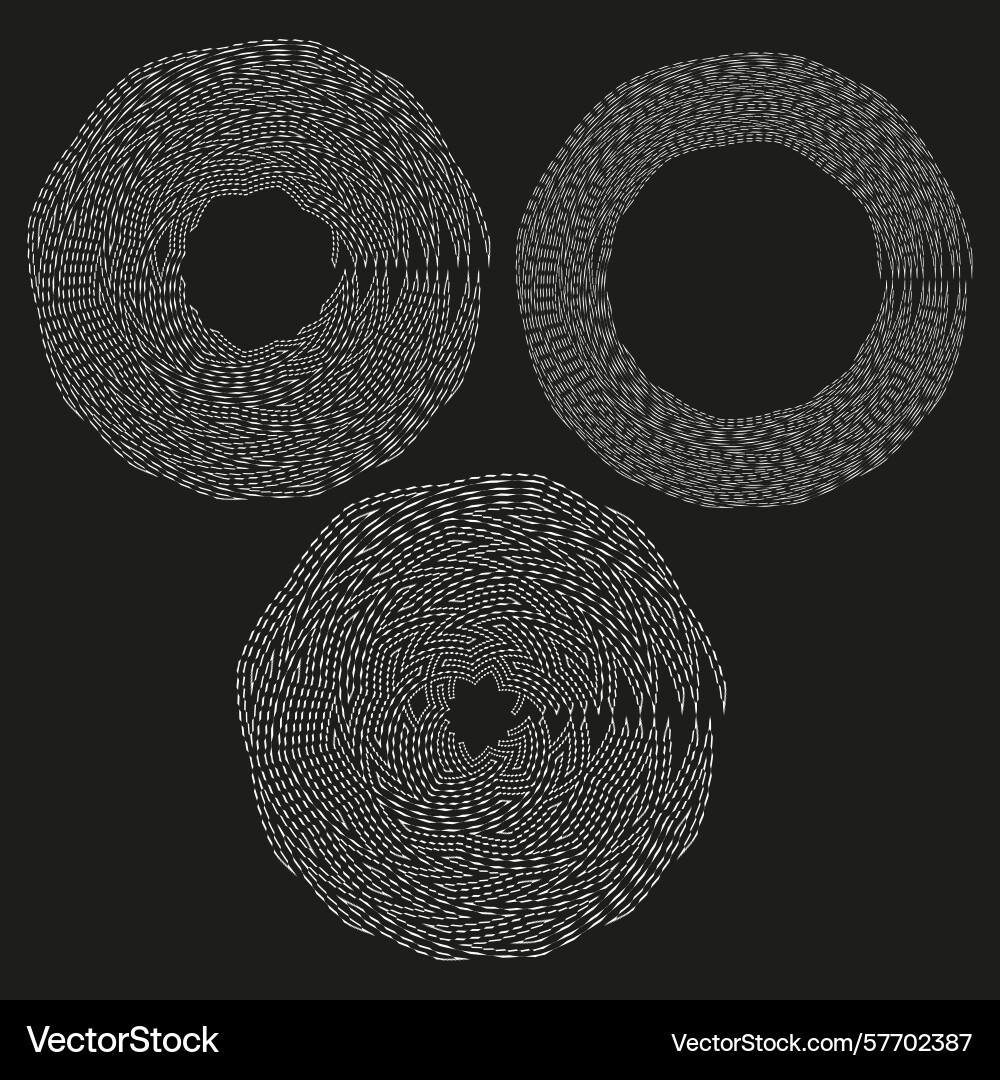 Concentric circle patterns textured round shapes Concentric circle patterns textured round shapes vector image