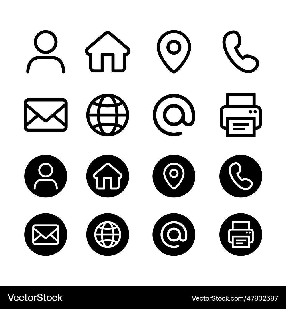 Contact Line Icon Set - Business & Communication