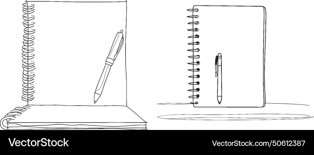 Continuous one line of notebook in silhouette Vector Image