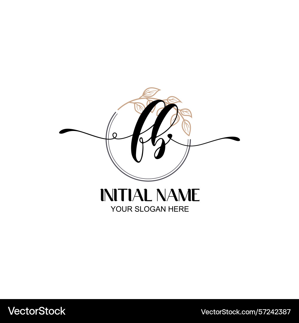 Elegant fb initial logo design with botanical Vector Image