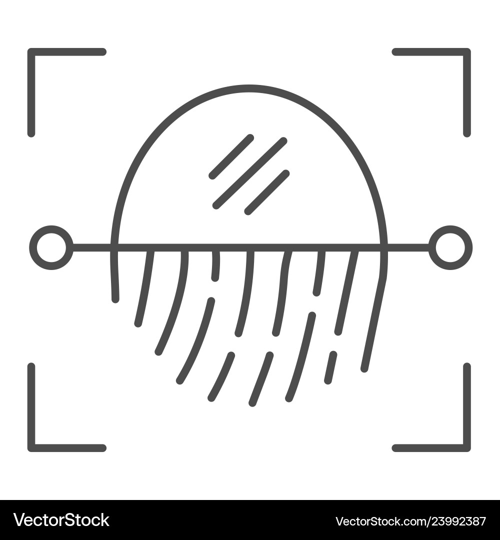 Fingerprint recognition sensor thin line icon Fingerprint recognition sensor thin line icon vector image