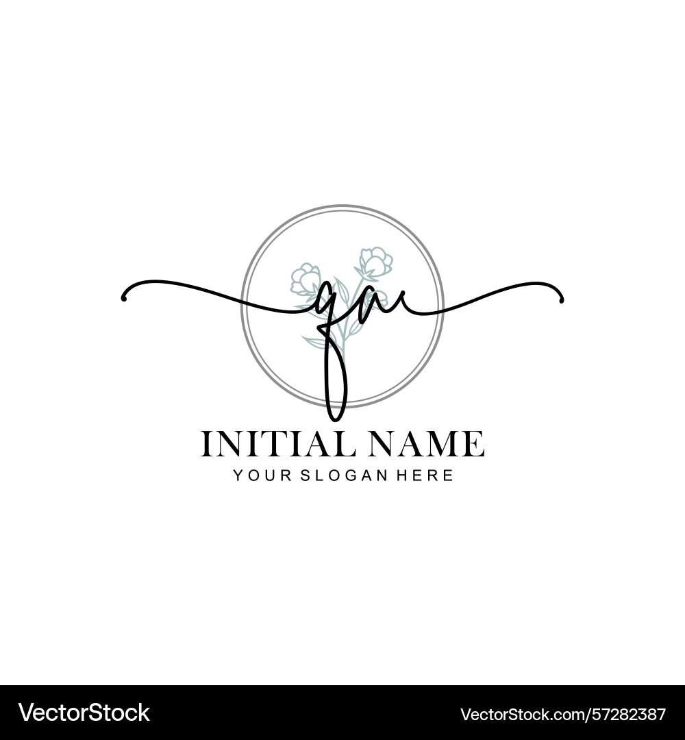 Floral monogram logos with qa initials Vector Image