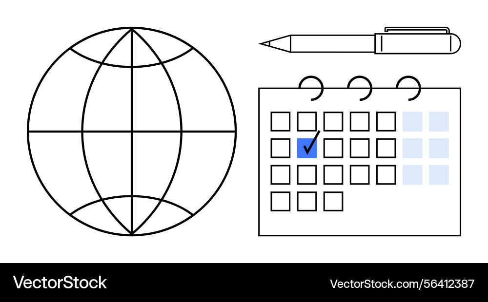 Global planning and scheduling with a calendar Global planning and scheduling with a calendar vector image