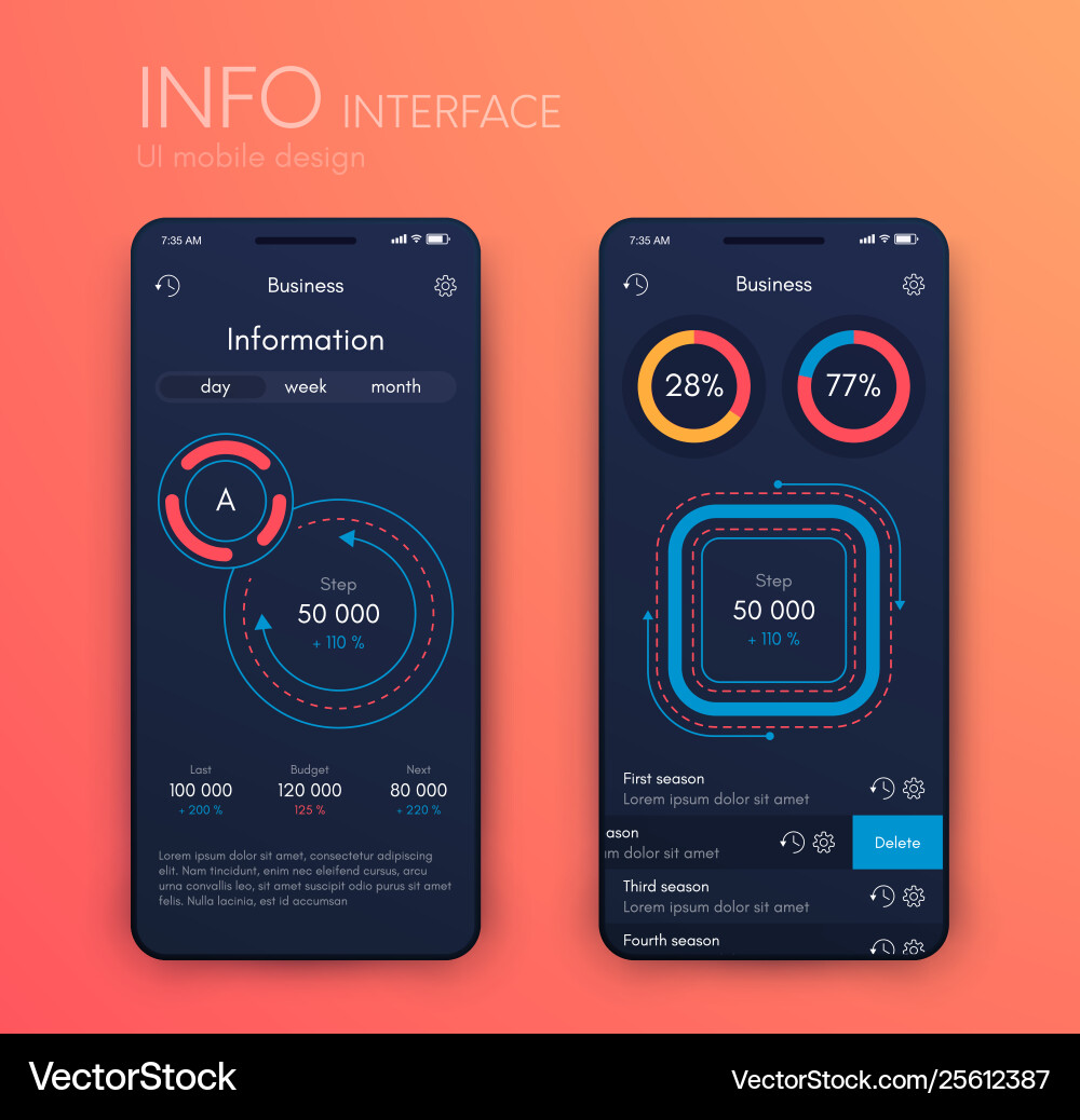 Graphics mobile infographics with two Graphics mobile infographics with two vector image
