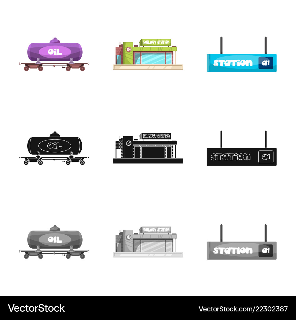 Isolated object of train and station icon Isolated object of train and station icon vector image
