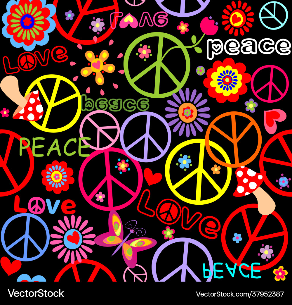 Download Vintage Peace Sign Hippie Wallpaper | Wallpapers.com, image size:1000x1043