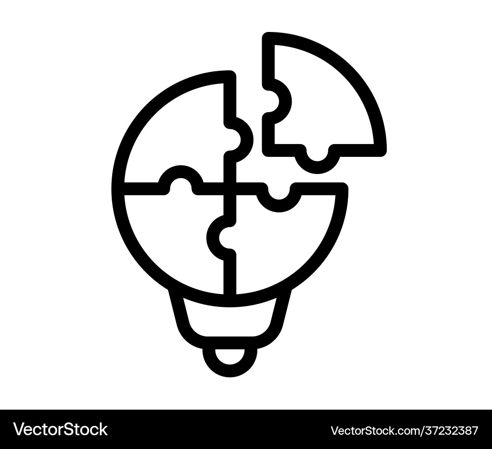 Puzzle lightbulb solution solving single isolated Puzzle lightbulb solution solving single isolated vector image