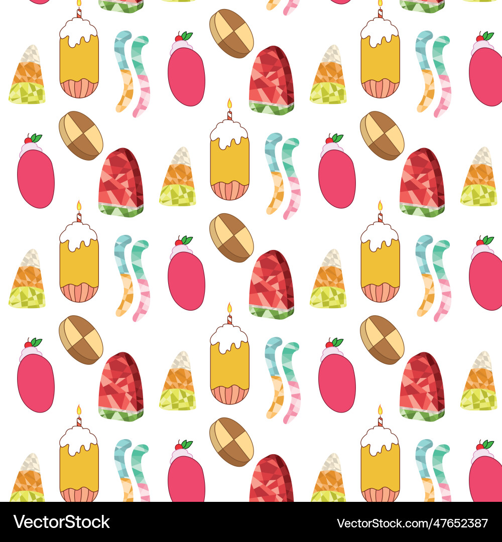 Seamless pattern background with candy icons Vector Image