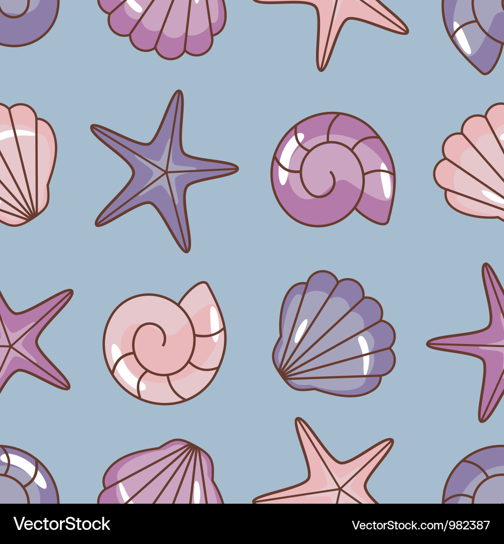 Seashell & Starfish Pattern vector image