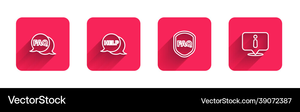 Set line speech bubble with faq text help shield Vector Image