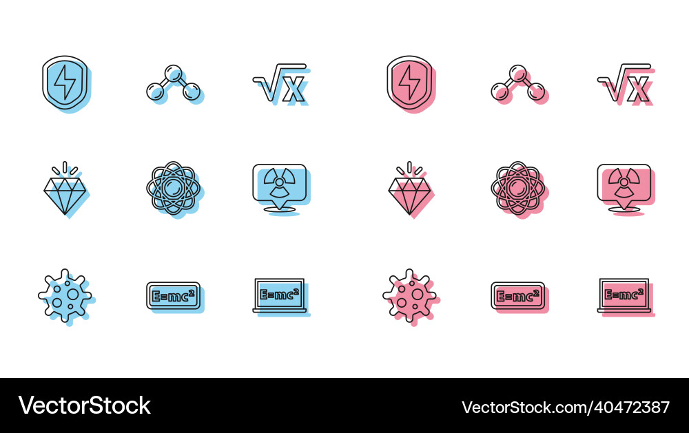 Set line virus equation solution secure shield Set line virus equation solution secure shield vector image
