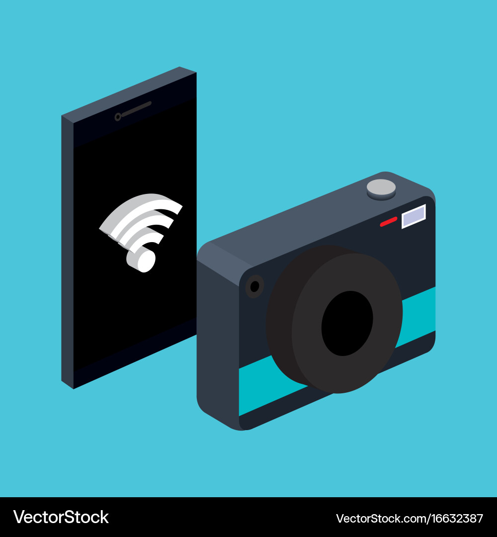 Smarthpone with photo camera wifi connection Vector Image