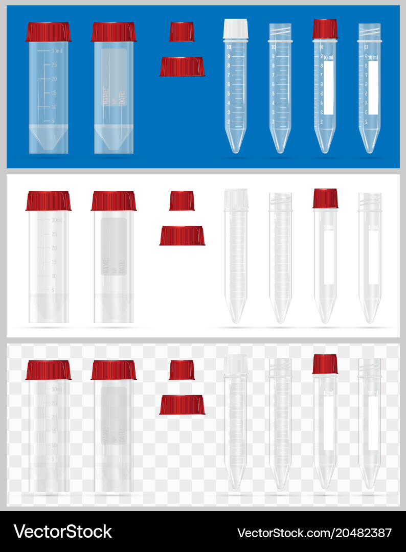 Sterile containers for analysis open and closed Vector Image