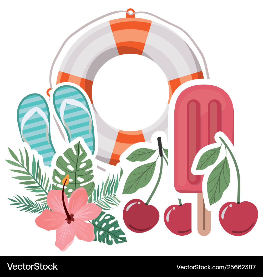 Summer objects in white background Vector Image