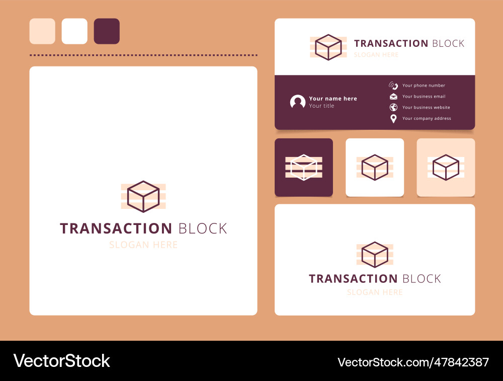 Transaction block logo design with editable slogan Transaction block logo design with editable slogan vector image