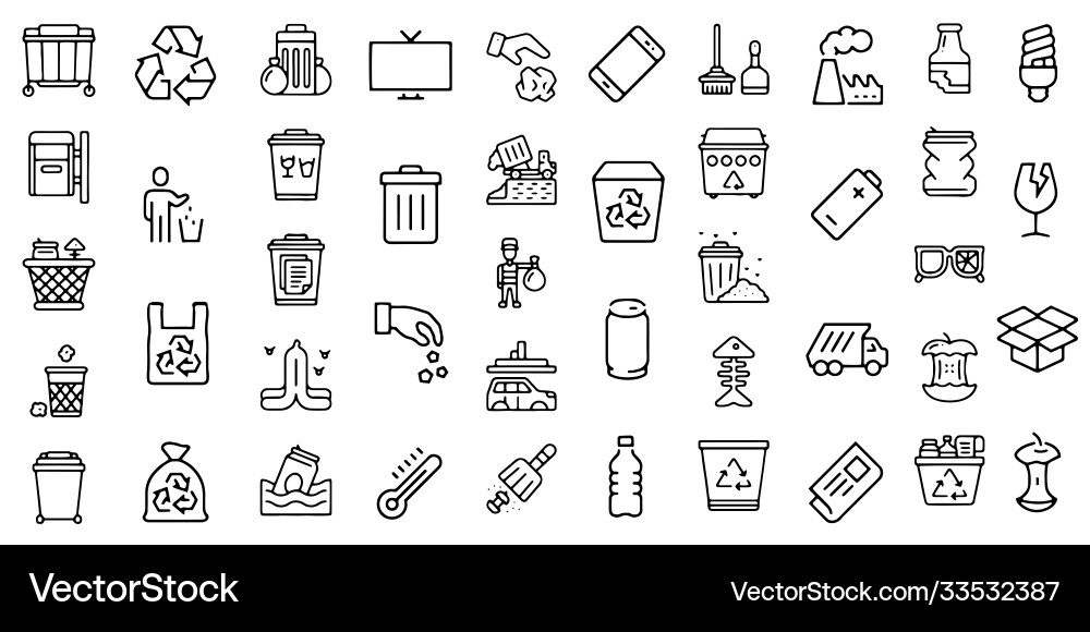 Trashwastegarbage icon set symbols Trashwastegarbage icon set symbols vector image