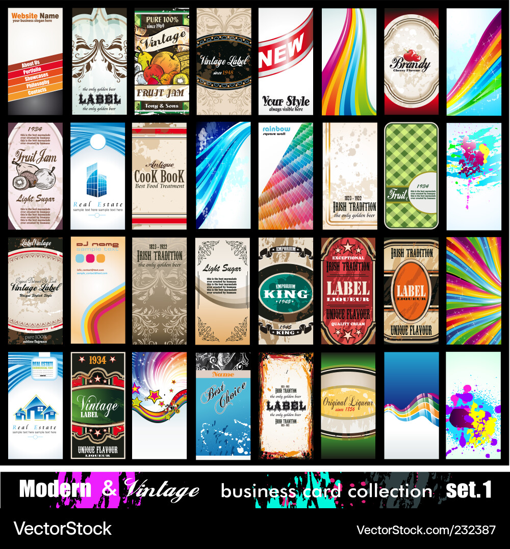 Vintage Card Collection Vector Image