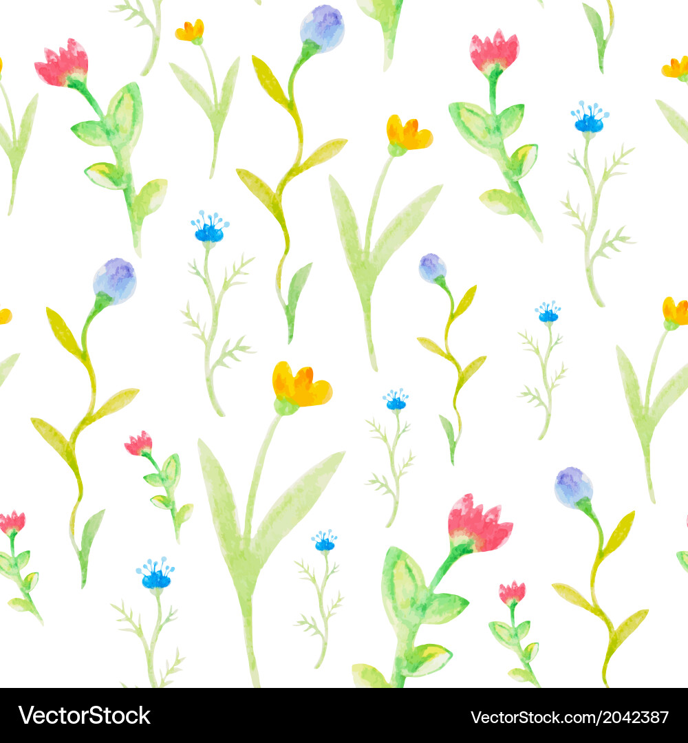 Watercolor Floral Spring Pattern vector image