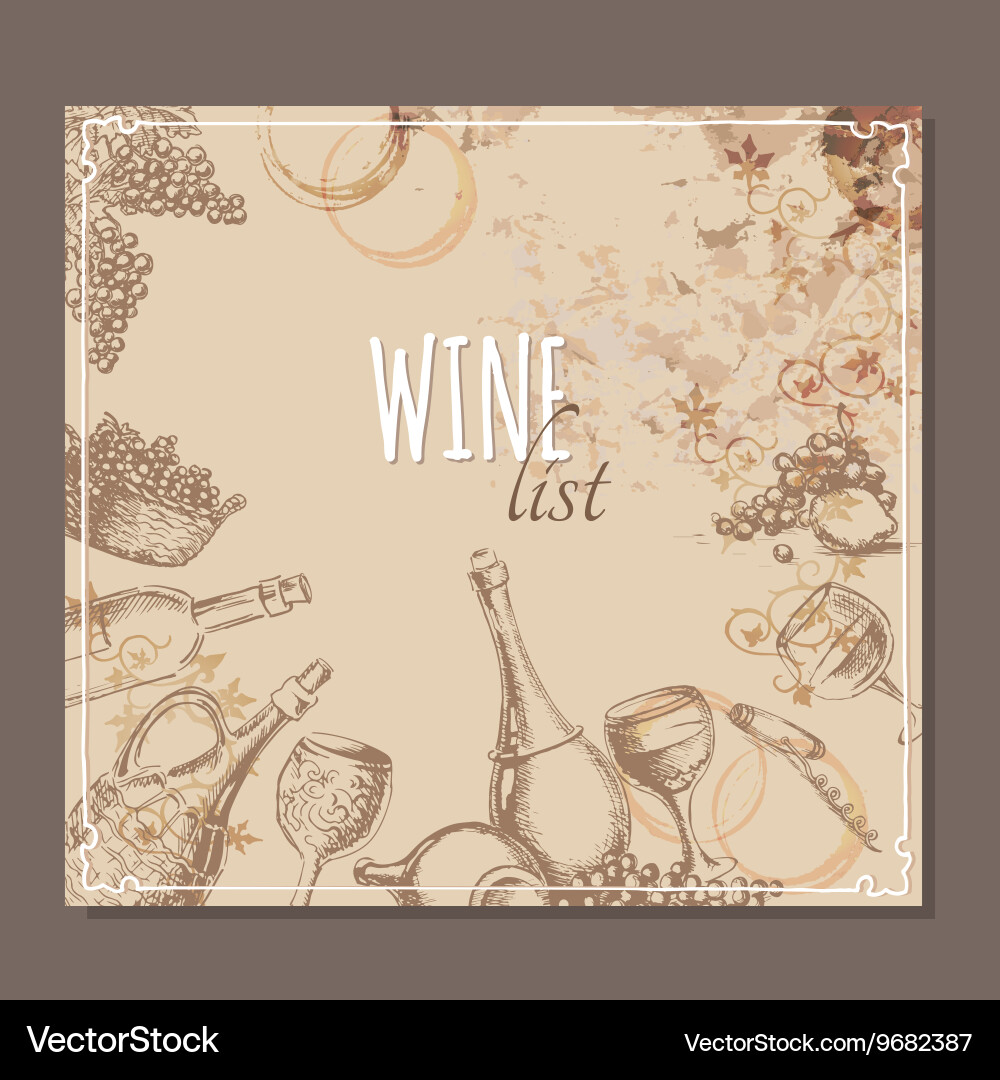 Wine list cards menu sketch vector image