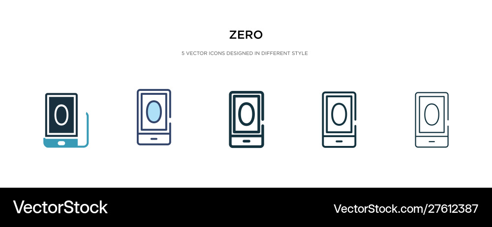 Zero icon in different style two colored Zero icon in different style two colored Vector Image