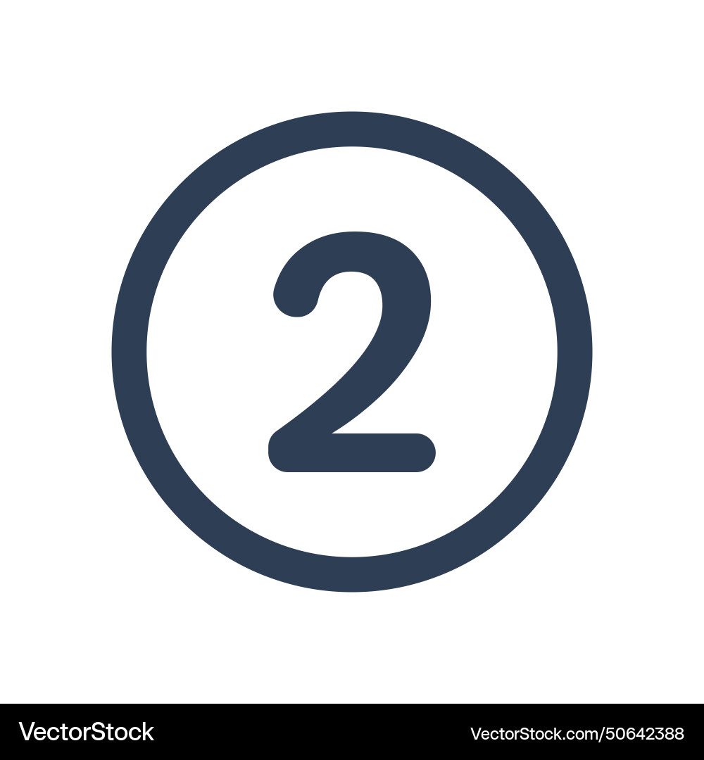 2 icon numeric number inside circle two vector image