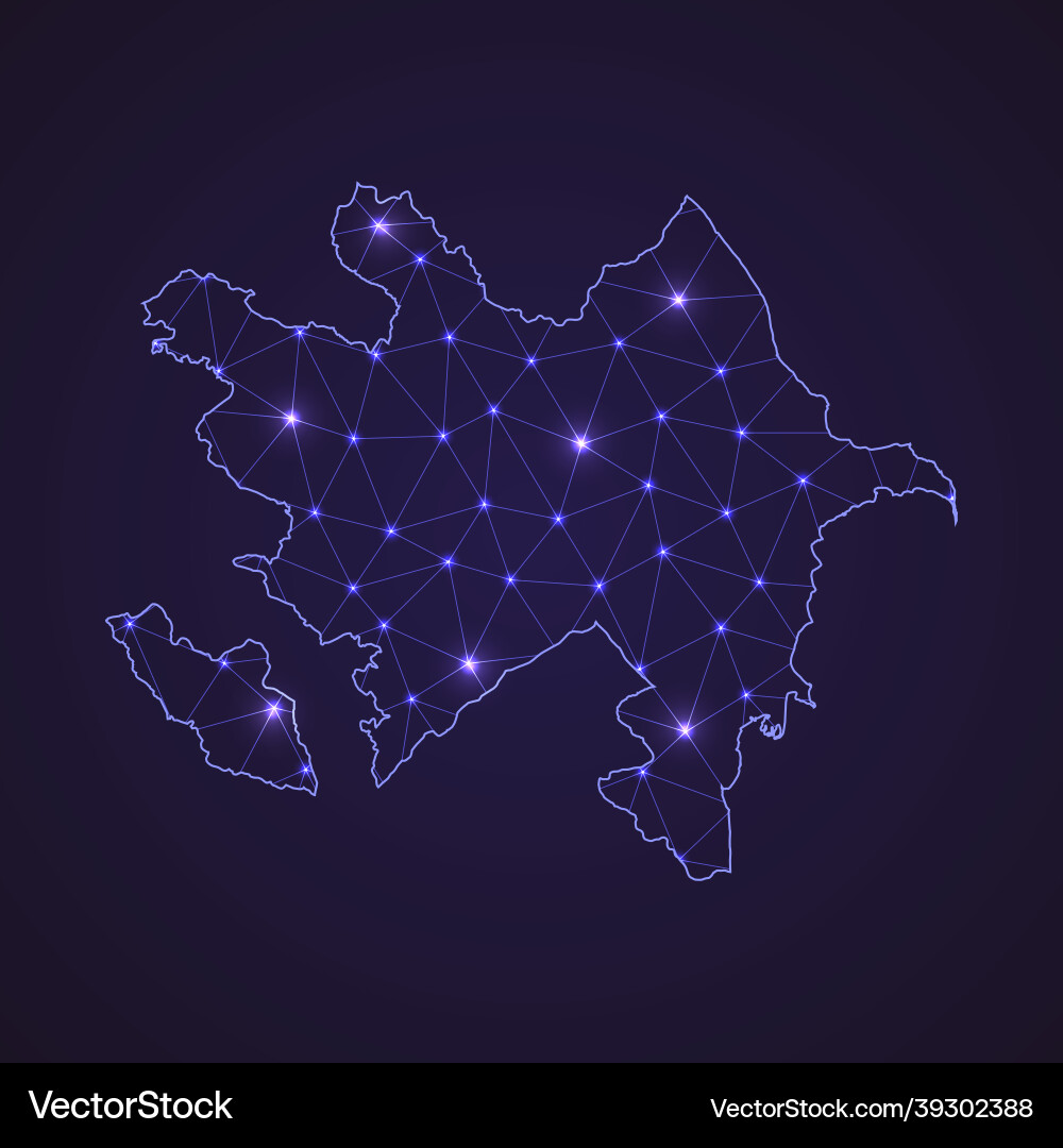 Abstract Network Map - Azerbaijan Vector Image