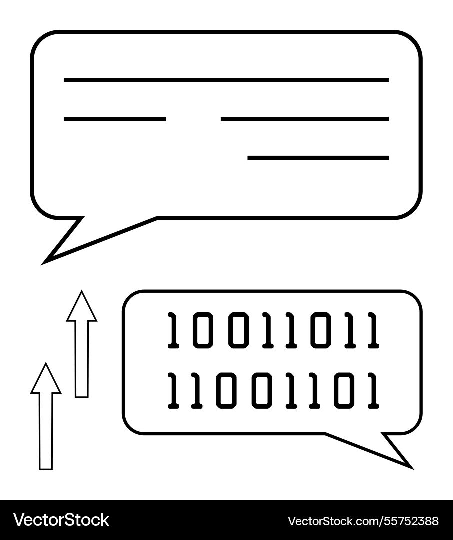 Binary data communication in speech bubbles Binary data communication in speech bubbles vector image