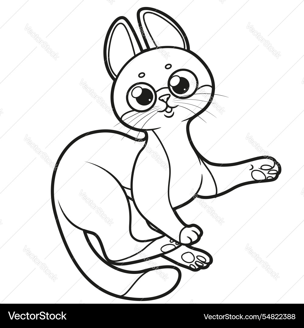 Cute cartoon playful kitten line drawing on white Cute cartoon playful kitten line drawing on white vector image