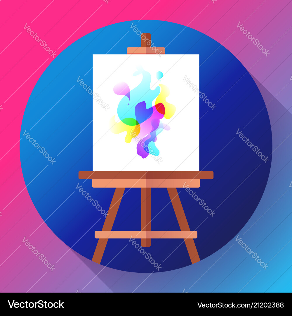 Draw easel icon with canvas flat art Draw easel icon with canvas flat art vector image