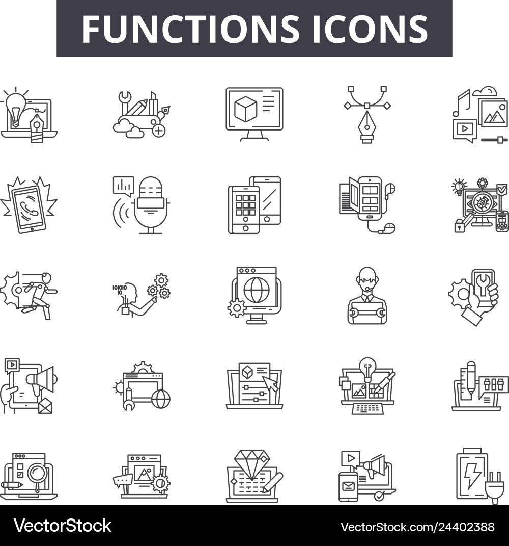 Functions line icons for web and mobile design Functions line icons for web and mobile design vector image