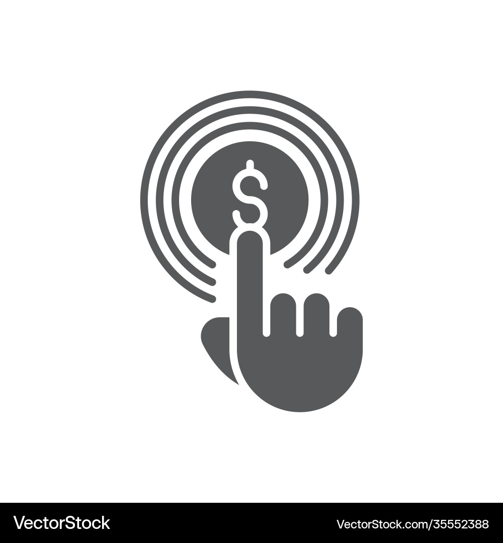 Hand using touch screen and coin icon color line Hand using touch screen and coin icon color line vector image