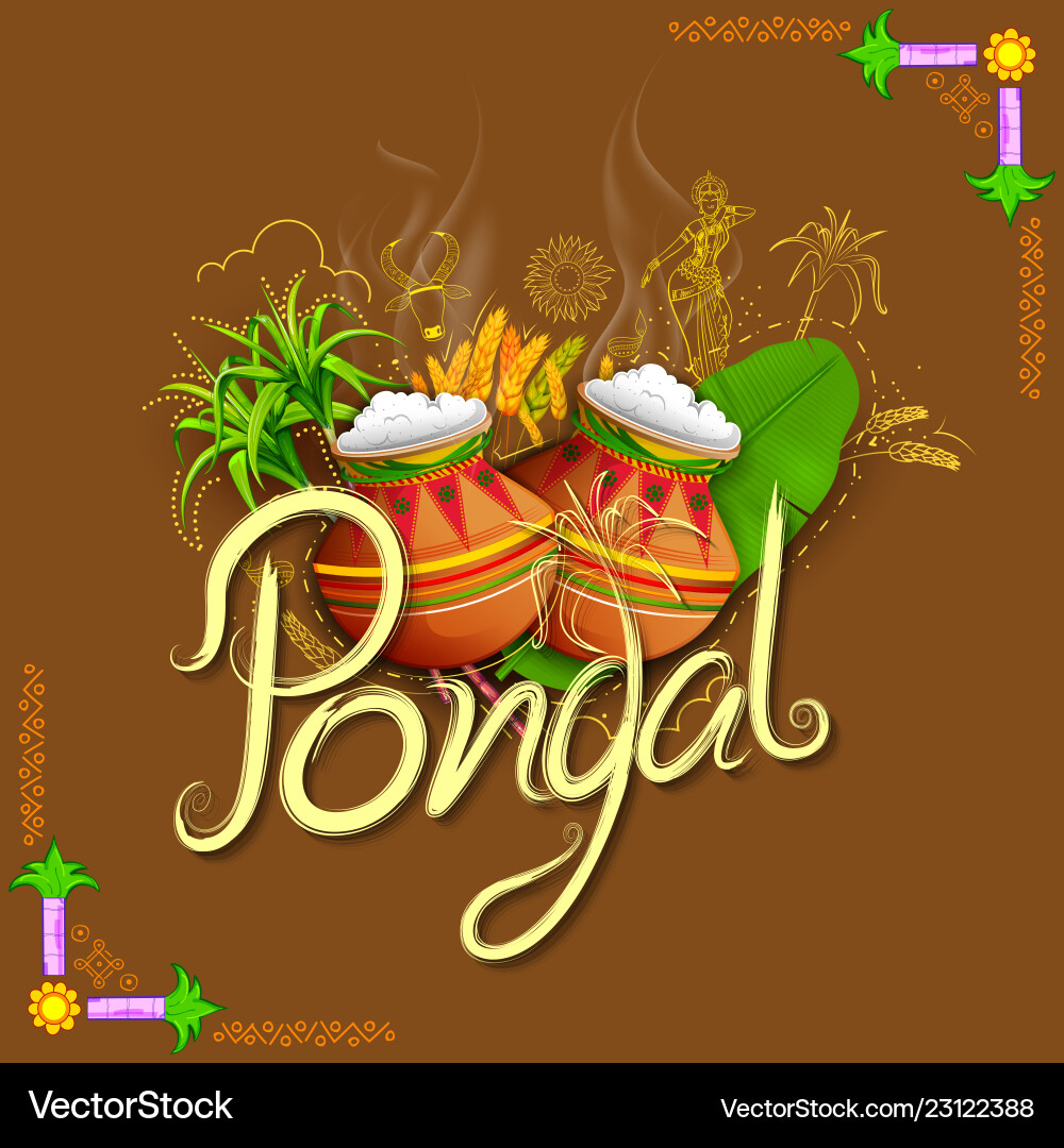 Happy Pongal Holiday Harvest Festival von Tamil Happy Pongal Holiday Harvest Festival von Tamil vektorbild