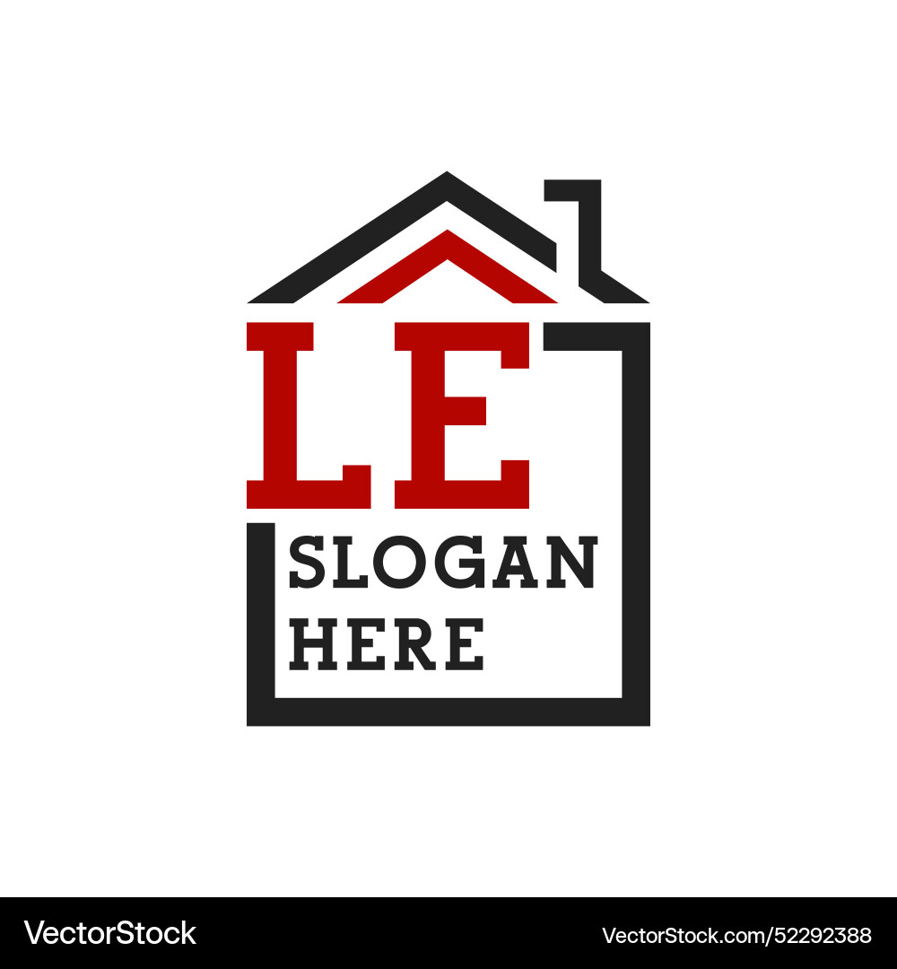 Initial le house logo for roofing letter real Vector Image