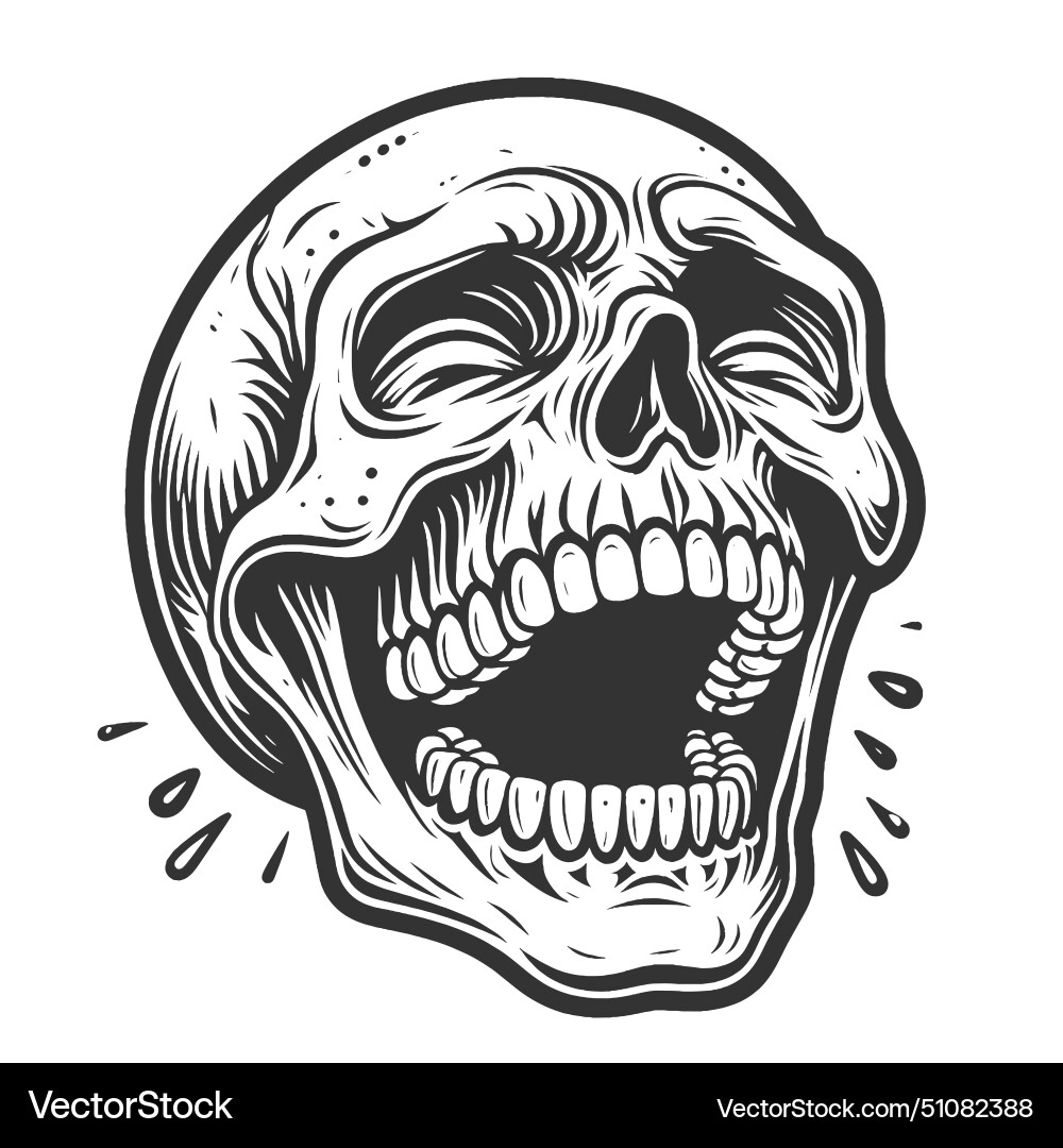 Laughing Skull Sketch Vector Image