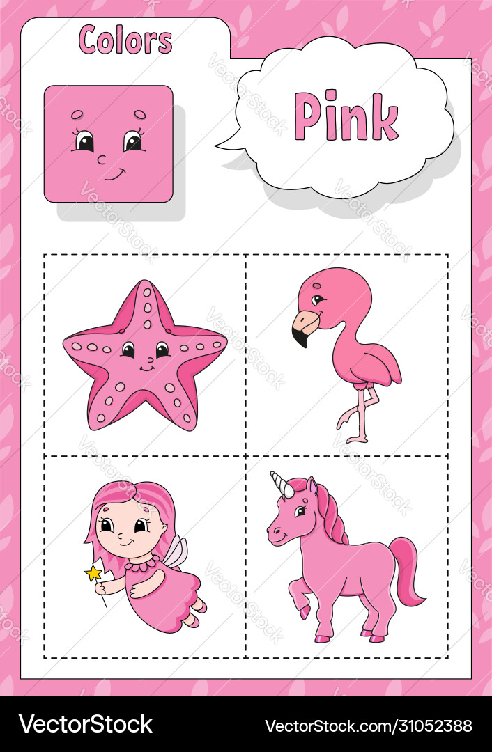 Learning colors pink color flashcard for kids Learning colors pink color flashcard for kids vector image