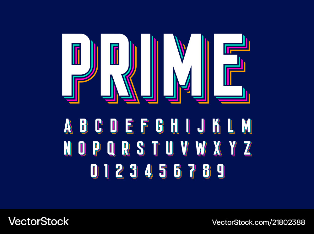 Modern Alphabet and Number Set vector image