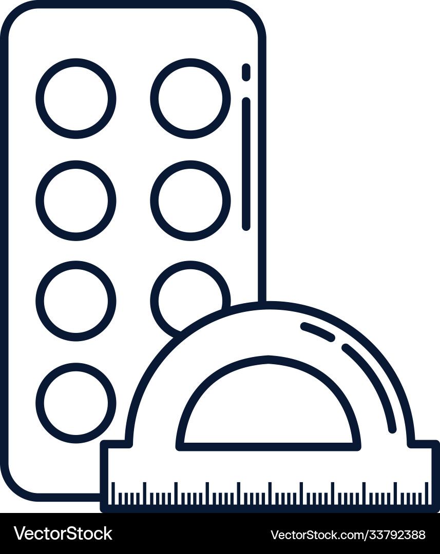 Paint palette with protractor ruler line style Vector Image