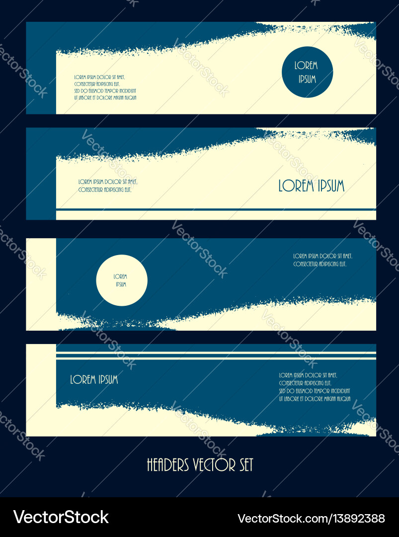 Set of horizontal headers web Set of horizontal headers web vector image