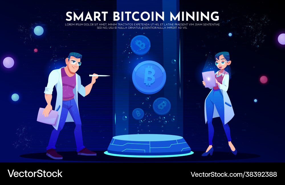 Smart bitcoin mining landing page scientists Smart bitcoin mining landing page scientists vector image