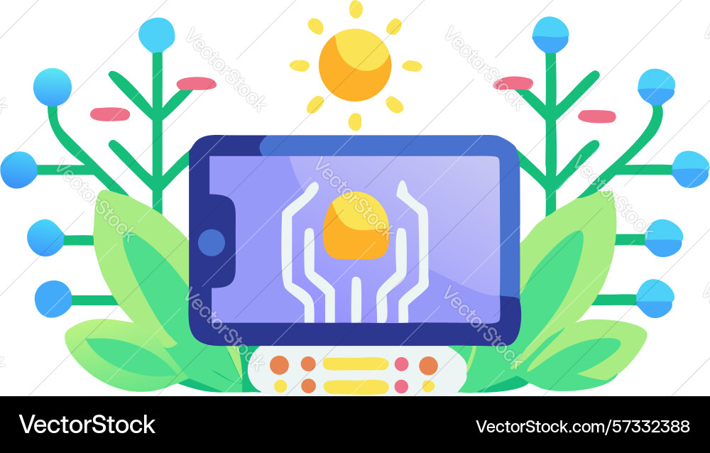 Smartphone with abstract tech elements design vector image