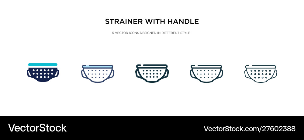 Strainer mit Griff-Symbol in verschiedenen Stil zwei Strainer mit Griff-Symbol in verschiedenen Stil zwei vektorbild